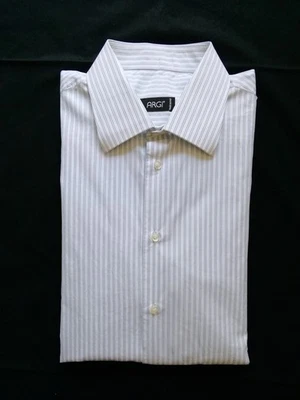 Camicia uomo Argi righe blu bianco 100% cotone qualità XL 43 classic fit Italia - Immagine 1 di 4