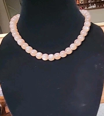 Hermoso collar gargantilla vintage de piedras preciosas lisas con cuentas de piedra lunar  Foto 1 de 4