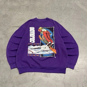 Vintage 80s Colorado Ski Sweatshirt Graphic Snowboard Pullover Crewneck Size XL - Bild 1 von 7