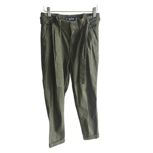 Women's Holister Pant Size 1R Army Green Ultra High Rise Paper Bag Belted Casual - Picture 1 of 6