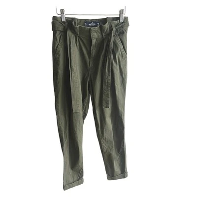 Women's Holister Pant Size 1R Army Green Ultra High Rise Paper Bag Belted Casual - Image 1 of 4