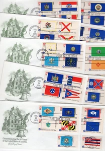 1976  #11682a STATE FLAGS FDC COMPLETE SET OF 50 ON 10 COVERS ARTMASTER  UA GEM! - Picture 1 of 5