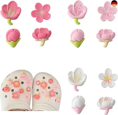 BIBITI 12 Stück Anstecker für Crocs Kinder Clogs,Sakura Jibbitz Shoe Charms Blumen S