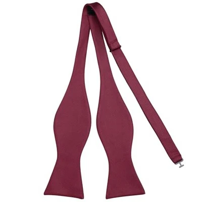  Mens Solid Bowtie Woven Self Tie Bow Ties Tuxedo & Wedding 903-twill Burgundy - Image 1 of 4