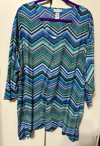 Catherines Plus Size Bluse mit glitzerndem Kragen Chevron Muster Größe 4X - hübsch - Bild 1 von 5
