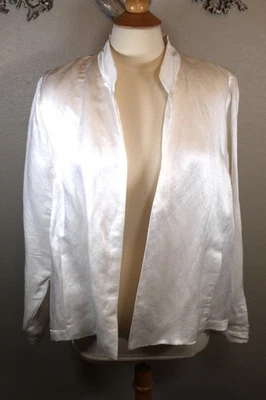 Chaqueta para mujer Eileen Fisher con cuello blanco escarcha lino orgánico seda satinado Lg Foto 1 de 4