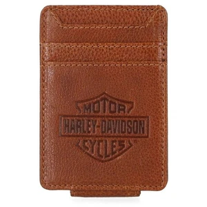 Leather Money Clip, Harley-Davidson Men's Bar & Shield – Cognac #MWM063/35 - Picture 1 of 2