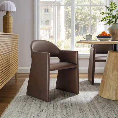 Talia   Vegan Leather Dining Armchair in Espresso - Image 1 of 4