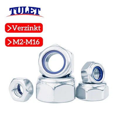 Selbstsichernde Sicherungsmutter Muttern verzinkt Sechskant Stoppmuttern DIN 985 - Bild 1 von 3