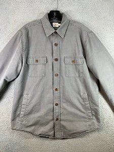 Faherty CPO Camisa Chaqueta Para Hombres Gris Mediano Lona Lavada Manta Forrada Relajada - Imagen 1 de 10