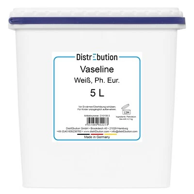 DISTREBUTION Vaseline Creme 5 L weiß, Petroleum Jelly parfümfrei, Körperpflege, technisch