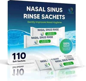 Med Natural Sinus & Allergy Relief 110 Sachets Soothing Saline Nasal Rinse - Picture 1 of 6
