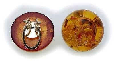 Damen Ohrringe echt Bernstein rund 20 mm in Gold 333 Gelbgold Qualität - Bild 1 von 2