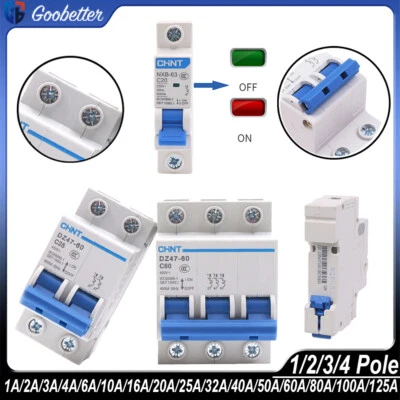 AC Circuit Breaker Solar Fuse MCB 1/2/3/4 Pole Mini Circuit Breaker 1Amp-125Amp - Image 1 of 4