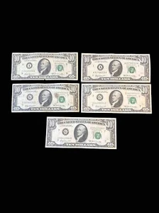 5 Circulate Ten Dollar ($10) Bills - 1969A Series - Picture 1 of 2