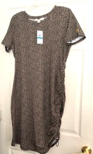 MICHAEL KORS Dress Asymmetric Logo Short Sleeve🎁❤️Animal Print szXL NWT - Picture 1 of 5