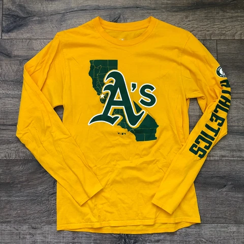 Oakland A's Athletic Fanatics Long Sleeve T Shirt Yellow Men's Size Small Cover