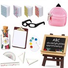 22 pièces fournitures d'étude sac d'école maison de poupée miniature 1/12 livres d'exercices