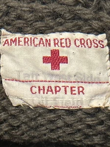Calidad de museo Segunda Guerra Mundial Cruz Roja Americana 100 % lana tejida a mano verde militar - Imagen 1 de 15