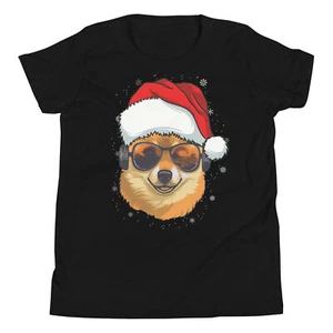 Shiba Inu Wearing Christmas Santa Hat Funny Xmas Holiday Shiba Inu T-Shirt - Picture 1 of 6