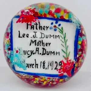 1929 Magnum Plaque on Frit Art Glass Paperweight Hand Blown Millville NJ 3.5”W - Picture 1 of 10