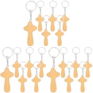 3 Count Wooden Cross Key Ring Lovers Miss Chains Pendant Keychain - Zdjęcie 1 z 12