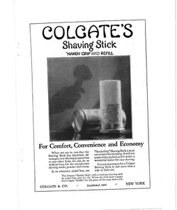 Vintage 1920s Colgates Handy Grip Shaving Stick Print Ad Soap Ad Bathroom - Picture 1 of 2