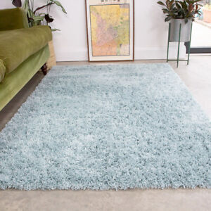 Duck Egg Shaggy Rug Thick Soft Bedroom Rugs Light Blue Non Shed Living Room Rug