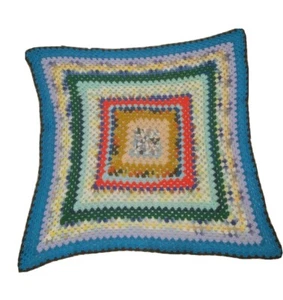 Vintage Homemade Crocheted Granny Square Baby / Lap Afghan Throw Blanket 38 X 41 - Picture 1 of 4
