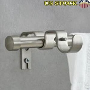 Add-on Curtain Rod 5/8 Diameter Expandable 32-120 Inches Metal Brackets Finials - Picture 1 of 6