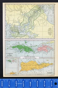 PHILIPPINE ISLANDS-CANAL ZONE-VIRGIN ISLANDS & Political S. America -1919 Print - Picture 1 of 2