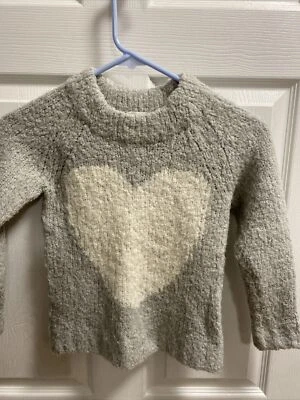 Niñas Gris Corazón Corte Redondo Talla 4/5 Suéter Lana Mezcla Alpaca Punto Voluminoso Foto 1 de 4