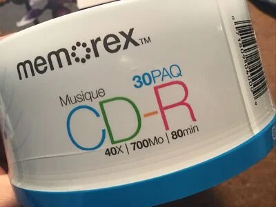 30-Pack Memorex Music CD-R, 40X, 700MB, 80 Min, Recordable CD-R, New Sealed - Image 1 of 4