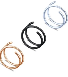 Tiny Twist Nose Rings Hoops Surgical Steel Double Spiral Nose Ring Set Of 3 - Picture 1 of 13