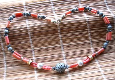 Collana  Corallo Sciacca Antico  Arg.925 - Immagine 1 di 4