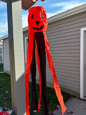 Vintage Windsock Pumpkin Colores Nylon Made In USA Halloween/fall Decor EUC - Image 1 of 4