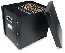 Vinyl Records Storage Box with 13 Count Record Guides, Black, Adults