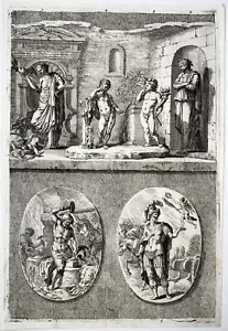 1676 Apollo in der Schmiede von Vulkan oder vier Statuen, J.J. Sandrart, Collin, Folio - Bild 1 von 3