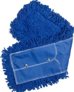 Premium Dust Mop Tie-Less Head 36” x 5” Launderable Blue Looped-End Dry Sweep - Picture 1 of 3