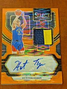 Hunter Tyson 2023-24 Select Rookie Jersey Auto Neon Orange Pulsar /30 Nuggets - Picture 1 of 5