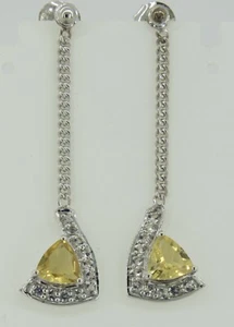 Eleganti Orecchini In Argento 925 Con Citrino E Topazio Bianco Da 1,15 Carati - Foto 1 di 9
