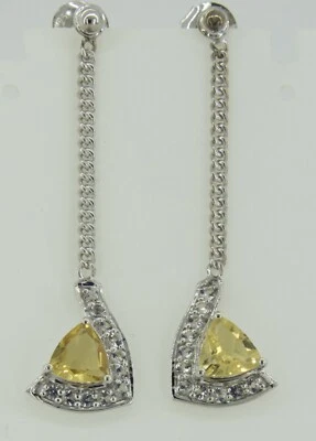 Eleganti Orecchini In Argento 925 Con Citrino E Topazio Bianco Da 1,15 Carati - Immagine 1 di 4