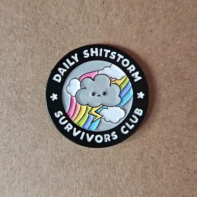 DAILY SHITSTORM SURVIVORS CLUB Enamel Pin - Funny - Humour - image 1 of 2