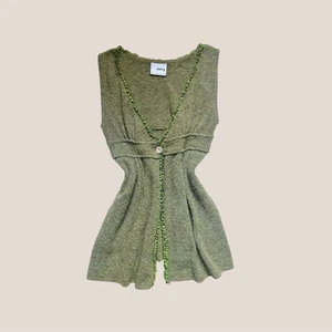 🥀⋆˚꩜。 Vintage y2k fairy green popcorn knit vest Medium - Picture 1 of 10