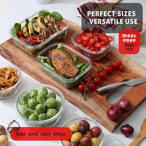 Contenitori in Vetro 24pz con Coperchi 12 Set Dispensa Ermetica Alimenti Cucina Pasto - Foto 1 di 9