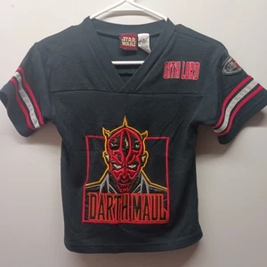 Vintage Wars Darth Maul Sith Lord Black/Red Jersey Embroidered Boys Size 8 - Picture 1 of 5