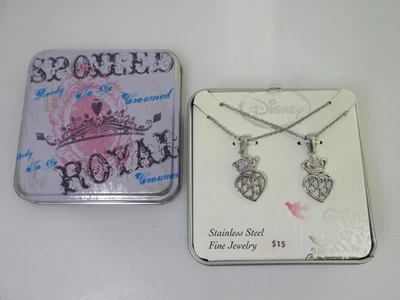 Juego de Collares Disney BFF Acero Inoxidable Tiara Corazones Corona Rosa Estrás Foto 1 de 4