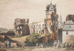 Laurenz Janscha a Andernach ruinas del castillo Johann Ziegler color aguafuerte alrededor de 1790 - Imagen 1 de 4