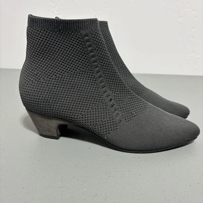 Botín Eileen Fisher tejido al tobillo para mujer talla 7 gris neutro Foto 1 de 4
