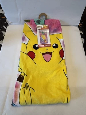 Pokemon Starters пляж полотенце розовый фиолетовый 27 x 54 в новый с Ярлыками 90% хлопок новый с ярлыками - Изображение 1 из 4